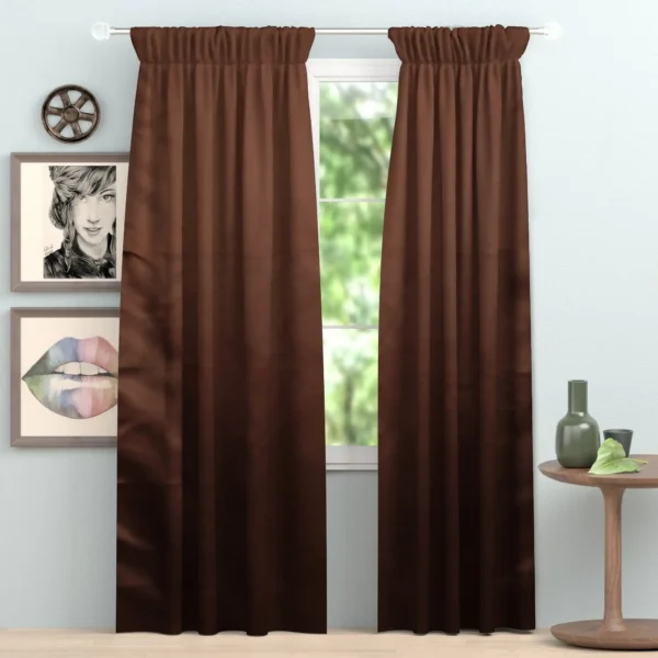 Brown blackout curtains for windows and doors, room darkening, sunlight blocking, premium fabric – chair not included.