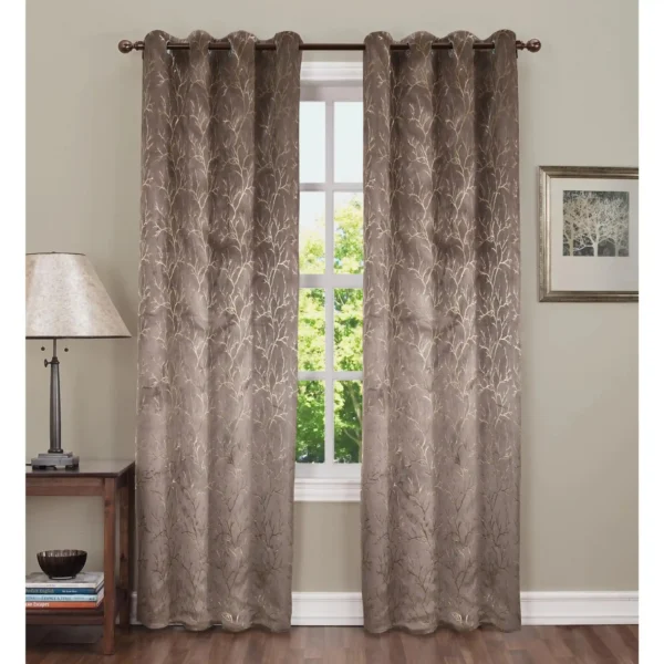 Grey velvet foil curtains for windows and doors, premium fabric, elegant and durable – chair not included.