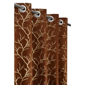 Brown velvet foil curtains for windows and doors, premium fabric, elegant and durable – chair not included.