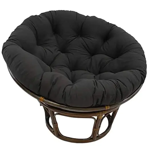 Black round cushion for balcony swing chair, microfiber filled, soft and durable for indoor and outdoor use – chair not included.and indoor use – chair not included.