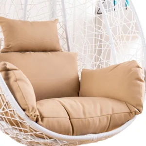 Comfortable beige cushion for swing chair, adding warmth and style to indoor or outdoor seating