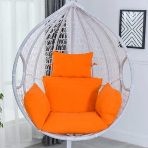 Vibrant orange cushion for swing chair, providing comfort and a bold pop of color for indoor or outdoor spaces