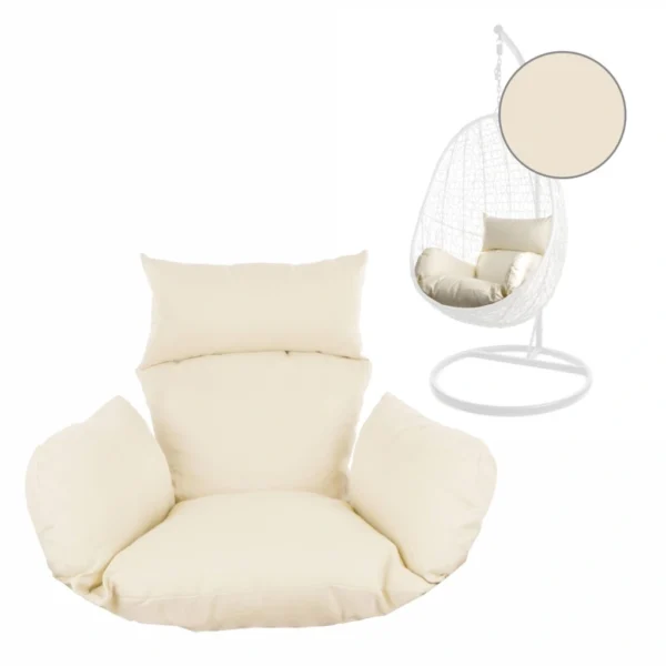 Soft off-white cream cushion for swing chair, adding elegance and comfort to indoor or outdoor seating