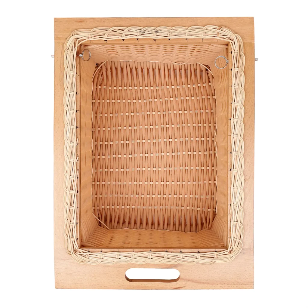 PVC wicker basket for modular kitchen, ideal for organizing and maximizing storage space.