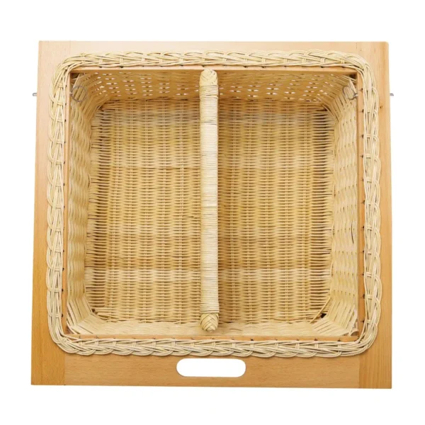 Natural cane wicker basket for modular kitchen, 22.5-inch size, single partition, fits 600 mm cabinet.